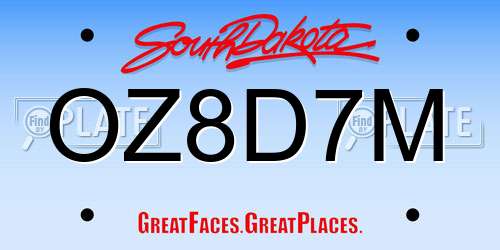 OZ8D7M South Dakota License Plate