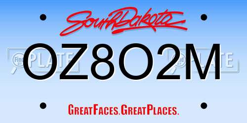 OZ8O2M South Dakota License Plate