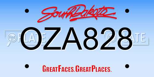OZA828 South Dakota License Plate
