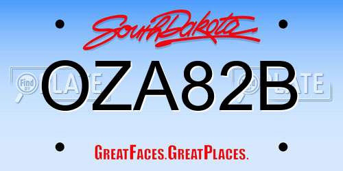 OZA82B South Dakota License Plate
