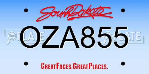 OZA855 South Dakota License Plate