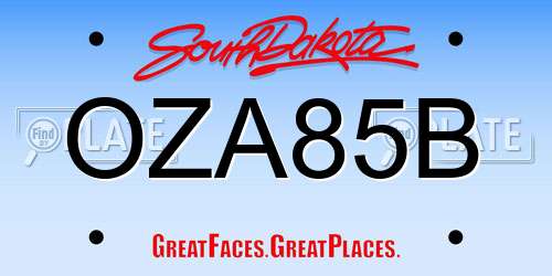 OZA85B South Dakota License Plate