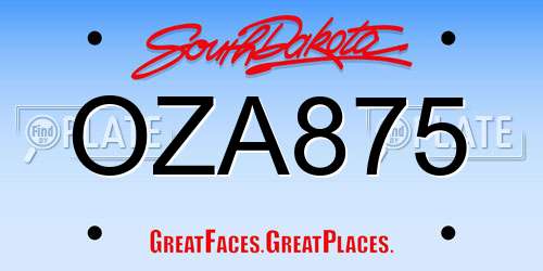 OZA875 South Dakota License Plate