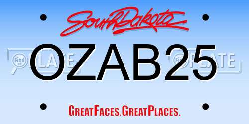OZAB25 South Dakota License Plate