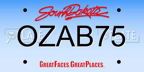 OZAB75 South Dakota License Plate
