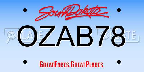 OZAB78 South Dakota License Plate