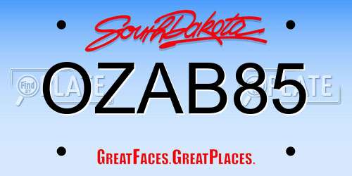 OZAB85 South Dakota License Plate