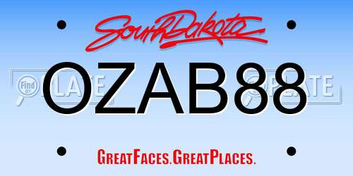 OZAB88 South Dakota License Plate