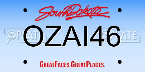 OZAI46 South Dakota License Plate