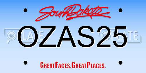 OZAS25 South Dakota License Plate