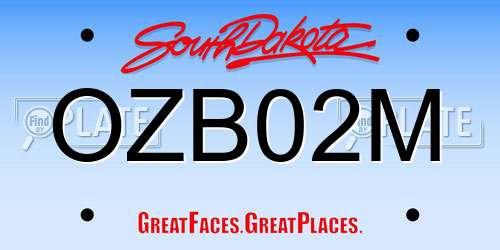 OZB02M South Dakota License Plate
