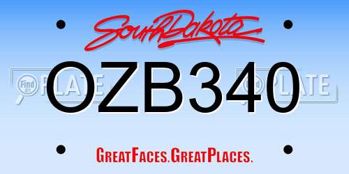 OZB340 South Dakota License Plate