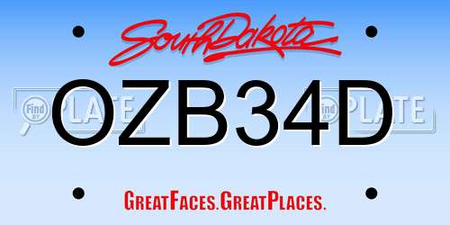 OZB34D South Dakota License Plate
