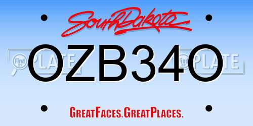 OZB34O South Dakota License Plate