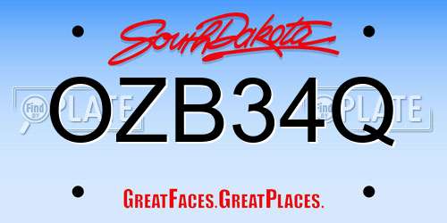 OZB34Q South Dakota License Plate