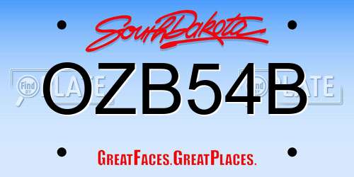 OZB54B South Dakota License Plate