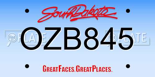 OZB845 South Dakota License Plate