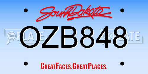 OZB848 South Dakota License Plate