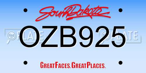 OZB925 South Dakota License Plate