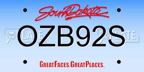 OZB92S South Dakota License Plate