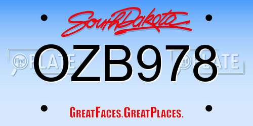 OZB978 South Dakota License Plate
