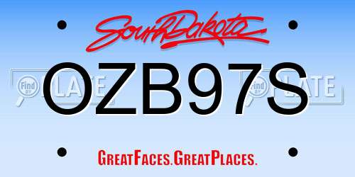 OZB97S South Dakota License Plate