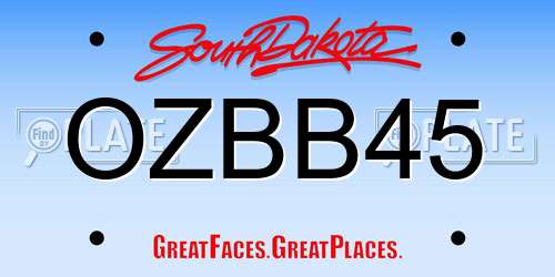 OZBB45 South Dakota License Plate