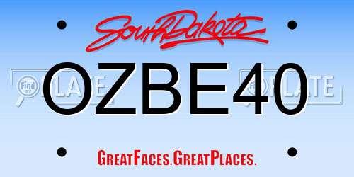 OZBE40 South Dakota License Plate