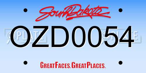 OZD0054 South Dakota License Plate