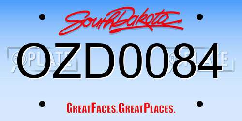 OZD0084 South Dakota License Plate