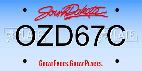 OZD67C South Dakota License Plate