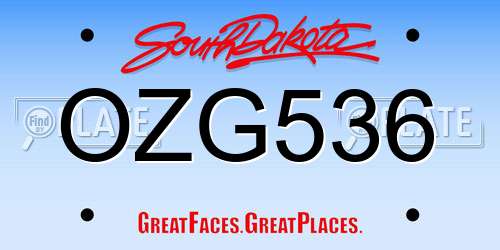 OZG536 South Dakota License Plate
