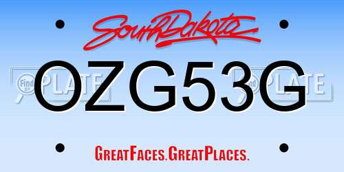 OZG53G South Dakota License Plate