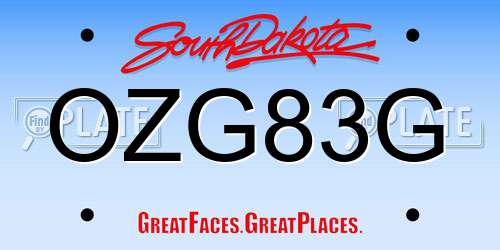 OZG83G South Dakota License Plate
