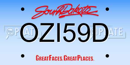 OZI59D South Dakota License Plate