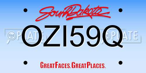OZI59Q South Dakota License Plate