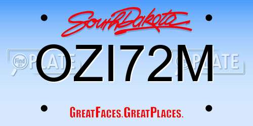 OZI72M South Dakota License Plate