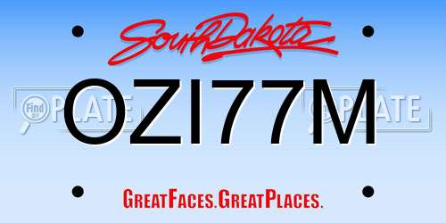 OZI77M South Dakota License Plate