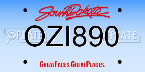 OZI890 South Dakota License Plate