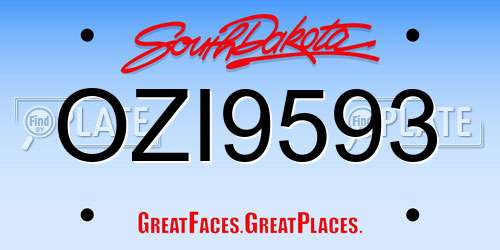 OZI9593 South Dakota License Plate