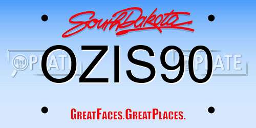 OZIS90 South Dakota License Plate