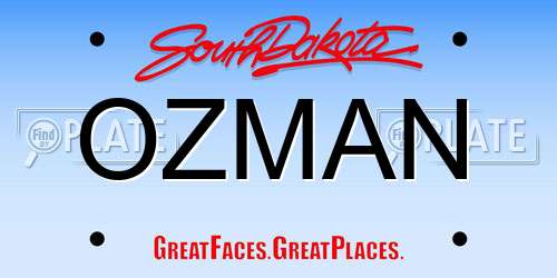 OZMAN South Dakota License Plate