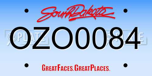 OZO0084 South Dakota License Plate