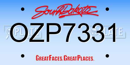 OZP7331 South Dakota License Plate