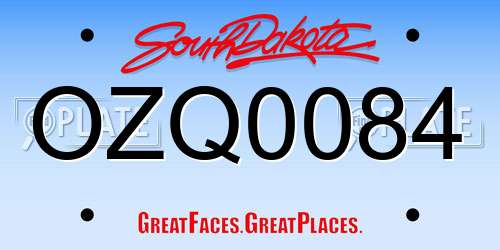 OZQ0084 South Dakota License Plate