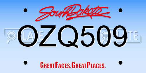 OZQ509 South Dakota License Plate