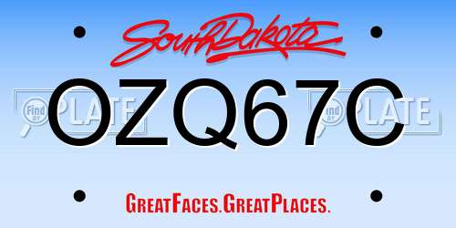 OZQ67C South Dakota License Plate