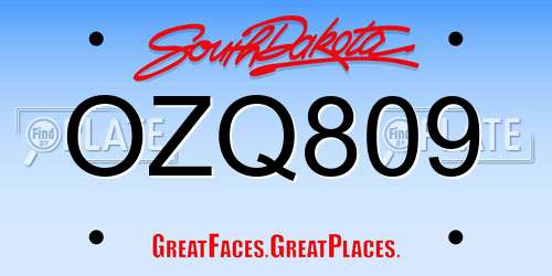 OZQ809 South Dakota License Plate