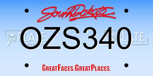 OZS340 South Dakota License Plate