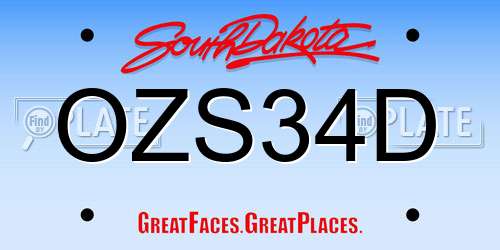 OZS34D South Dakota License Plate